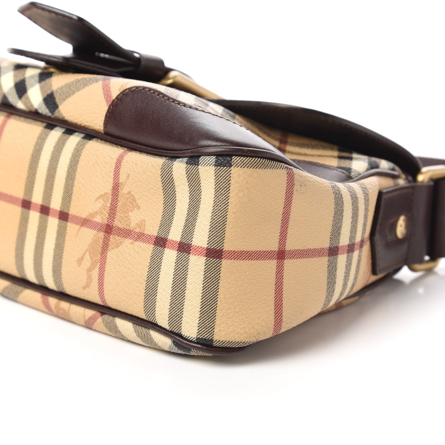 Burberry Haymarket Check Buckle Satchel Brown 7 of 10