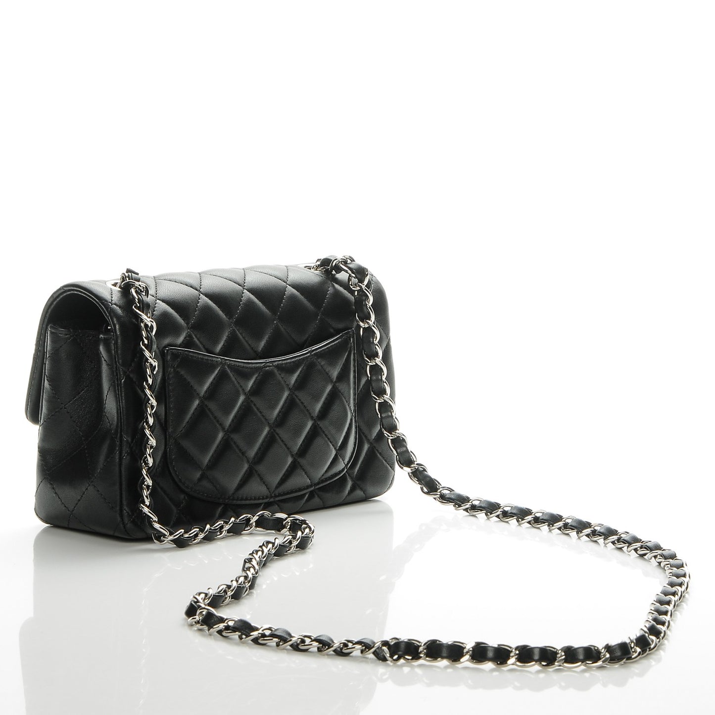Lambskin Quilted Mini Rectangular Flap Black