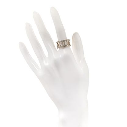 Chanel Metal Crystal CC Star Ring 52 6 Light Gold 2 of 8