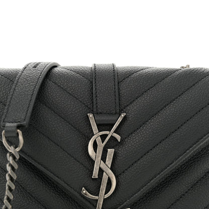Saint Laurent Grained Calfskin Matelasse Chevron Classic Monogram Baby Chain Bag Black 8 of 11
