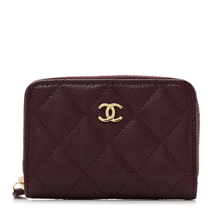 Chanel Caviar Quilted Zip Around Coin Purse Dark Burgundy 1 of 7