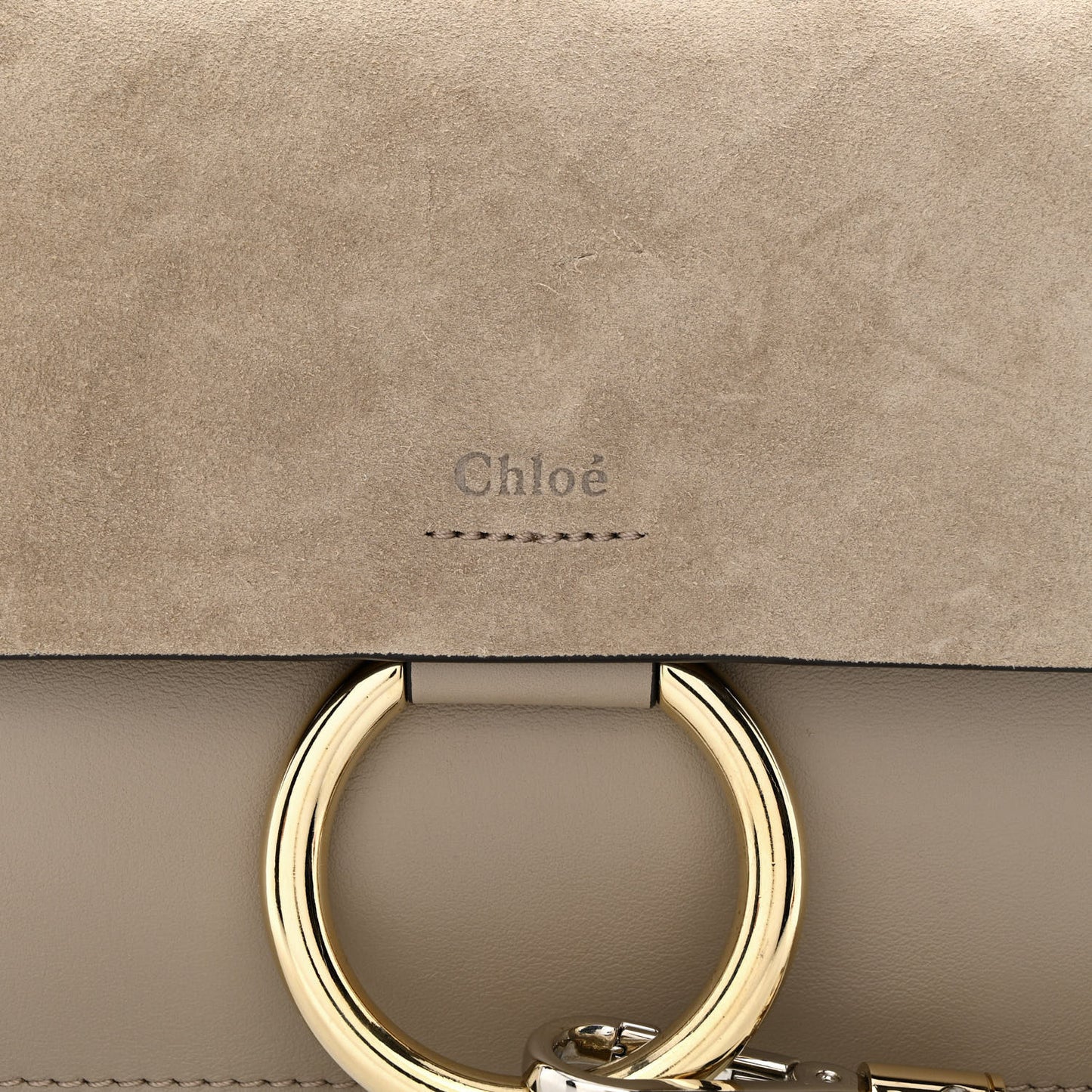 Suede Calfskin Small Faye Shoulder Bag Motty Grey