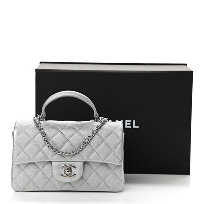 Chanel Metallic Caviar Quilted Mini Top Handle Rectangular Flap Silver 11 of 11