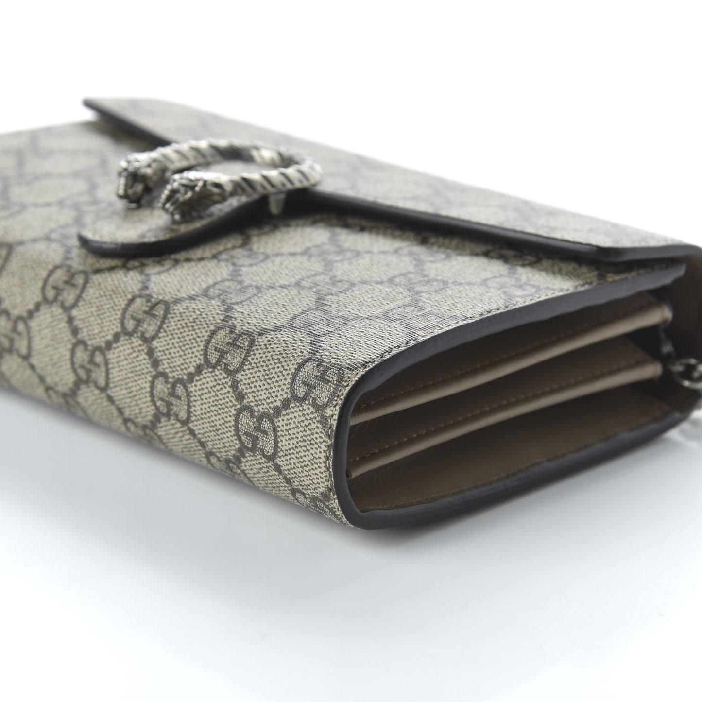 GG Supreme Monogram Mini Dionysus Chain Wallet Beige Taupe
