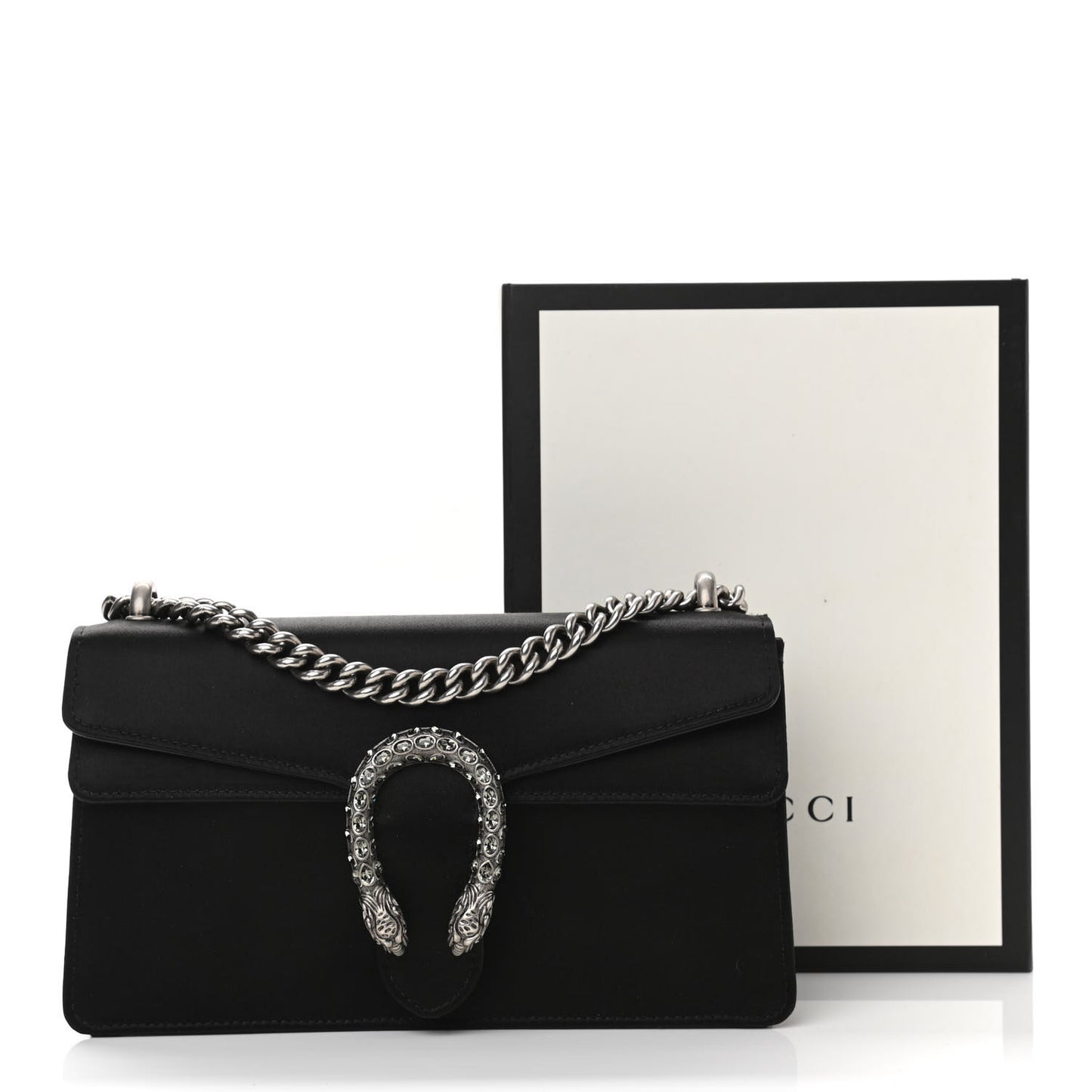 Satin Silk Crystal Small Dionysus Shoulder Bag Black Black Diamond