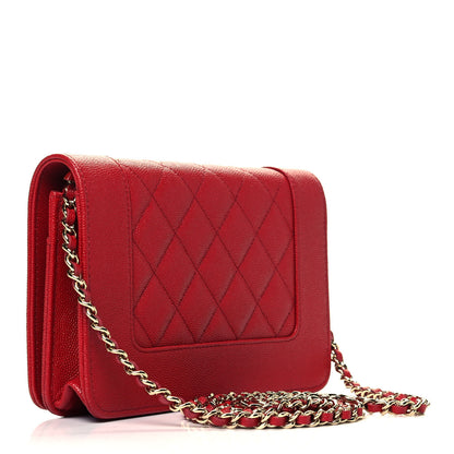 Chanel Caviar Quilted Vintage Mademoiselle Wallet On Chain WOC Red 3 of 10