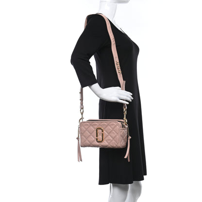 Marc Jacobs Natural Grain Calfskin Quilted The Softshot 21 Bag Blush 2 of 15