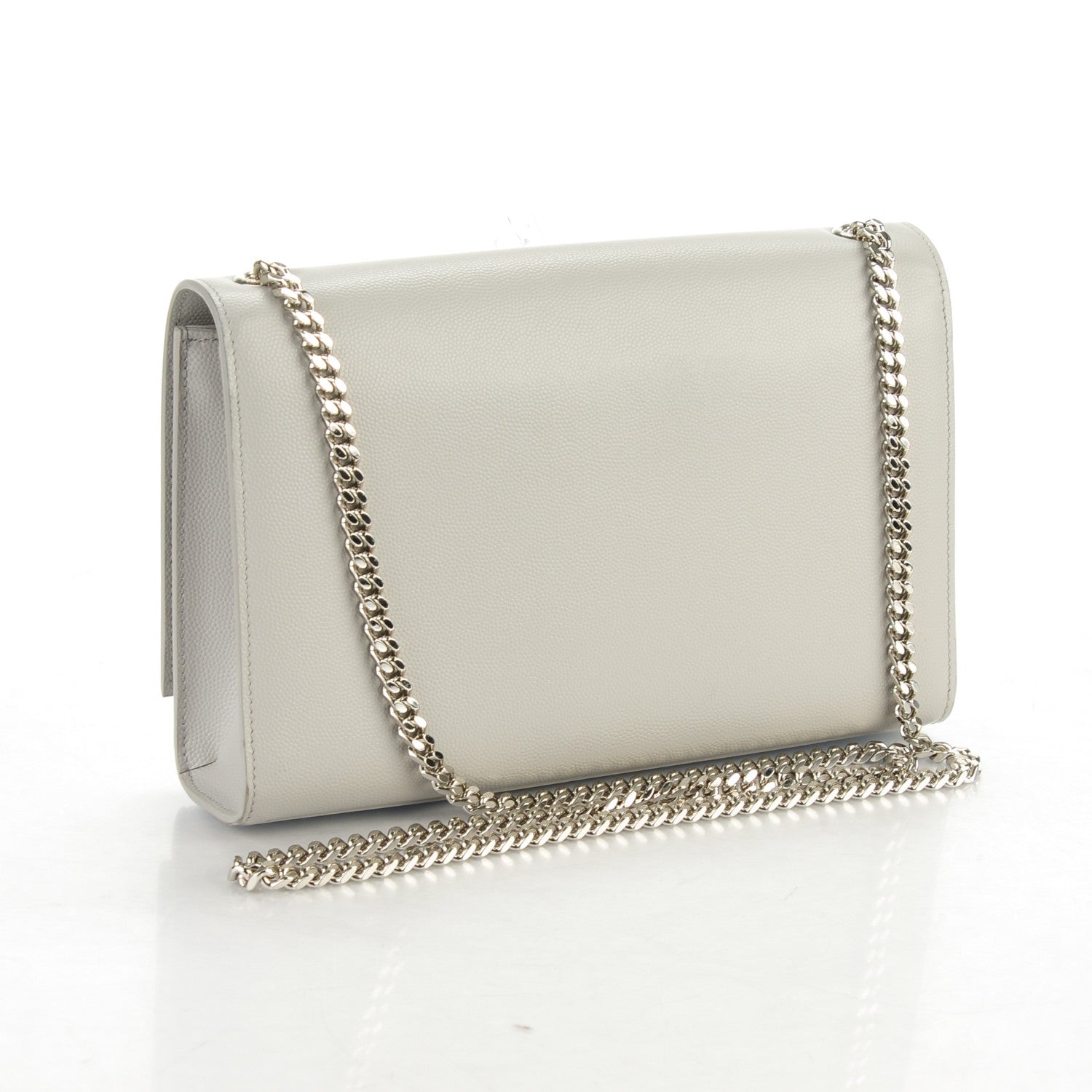 Saint Laurent Grain De Poudre Medium Classic Monogram Kate Satchel Light Gray 3 of 7