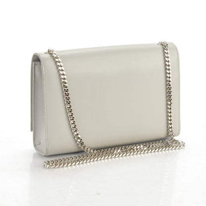 Saint Laurent Grain De Poudre Medium Classic Monogram Kate Satchel Light Gray 3 of 7