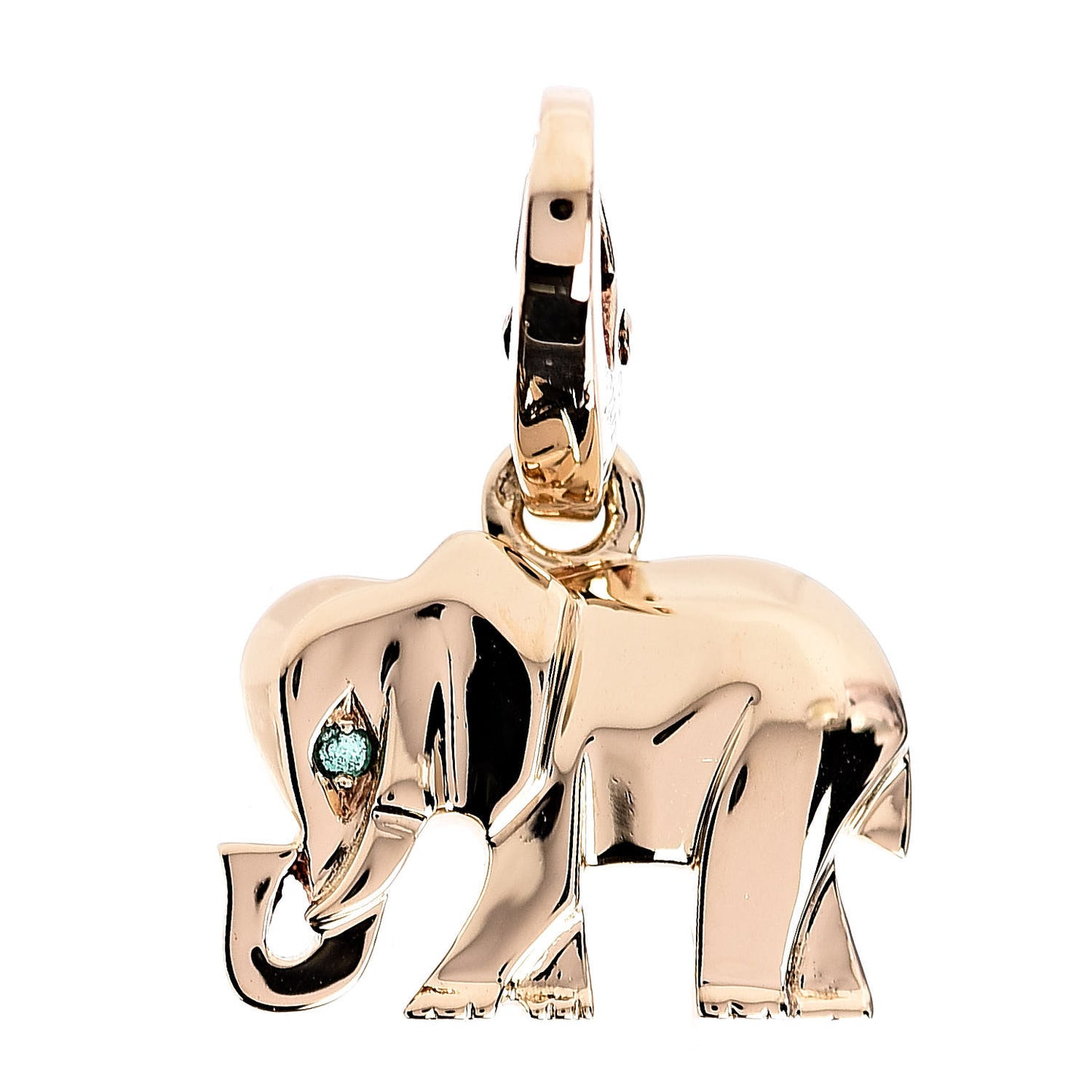18K Yellow Gold Emerald Elephant Charm