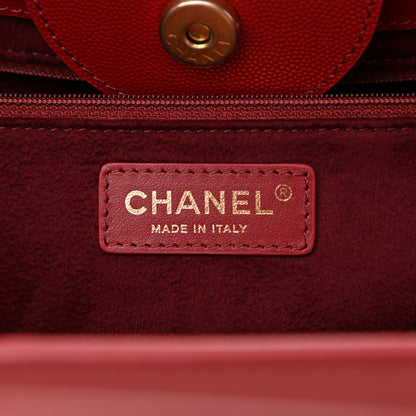 Chanel Caviar Small Studded Deauville Tote Red 7 of 10