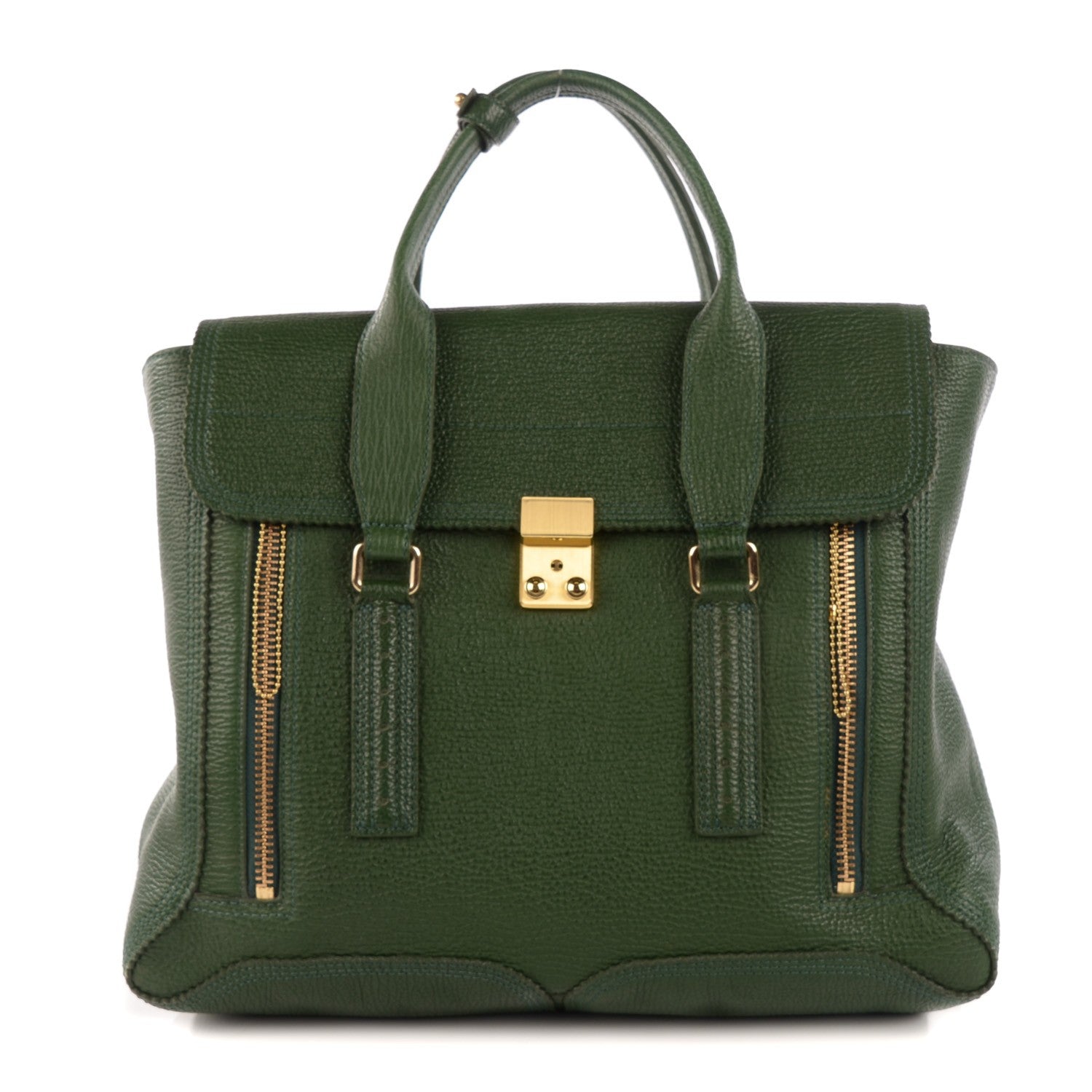 3.1 Phillip Lim 3.1 Textured Calfskin Medium Pashli Satchel Jade 1 of 11