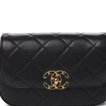 Chanel Lambskin Quilted Chain Infinity Waist Belt Bag Black 9 of 10