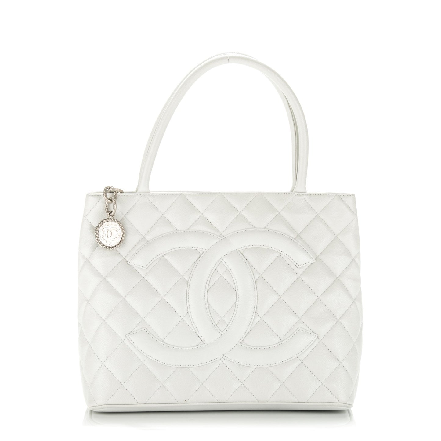 Caviar Quilted Medallion Tote White