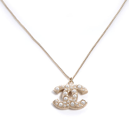 Chanel Pearl CC Pendant Necklace Gold 1 of 5