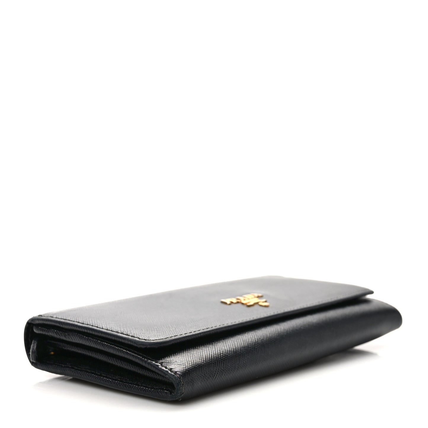 Saffiano Metal Continental Flap Wallet Black