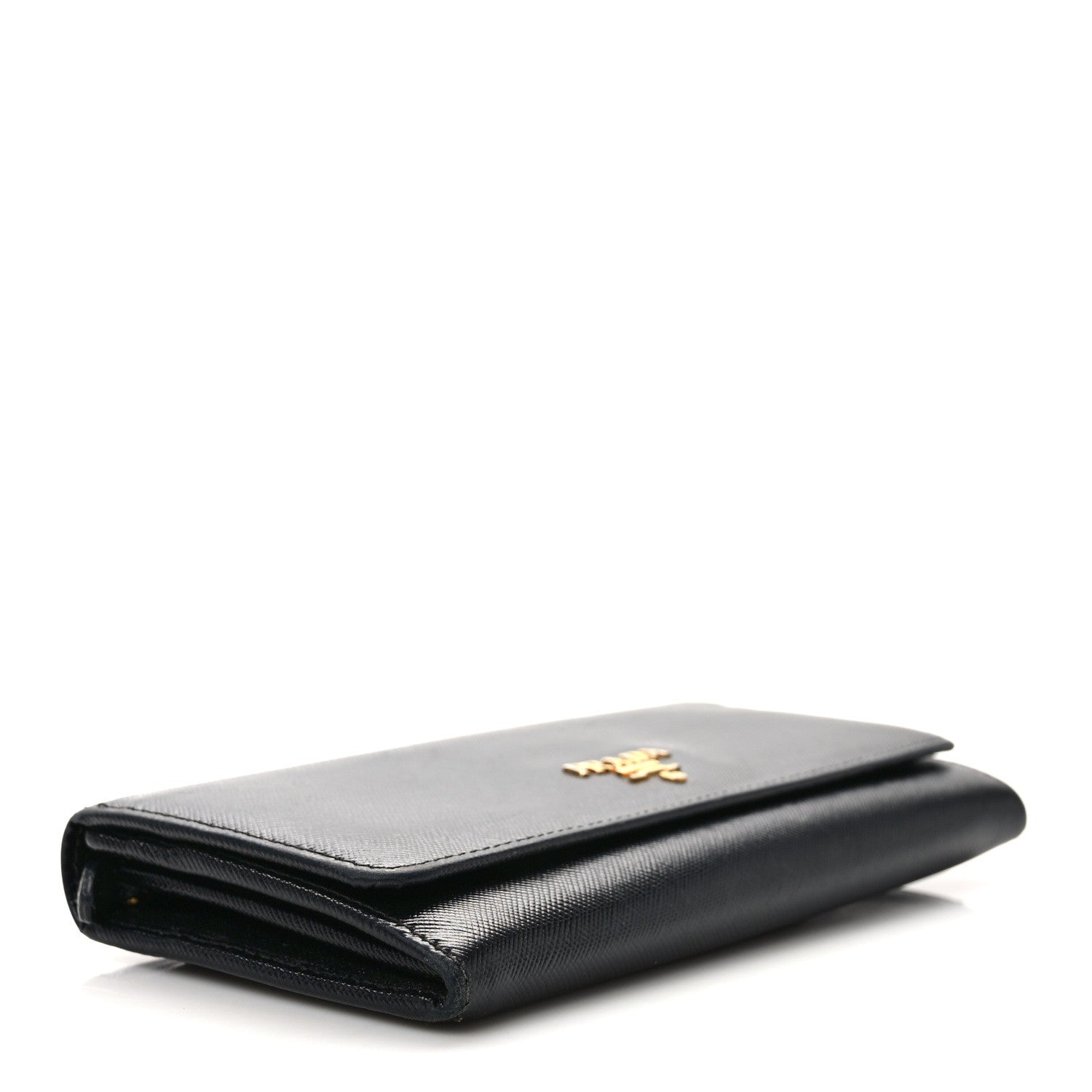 Prada Saffiano Metal Continental Flap Wallet Black 5 of 12