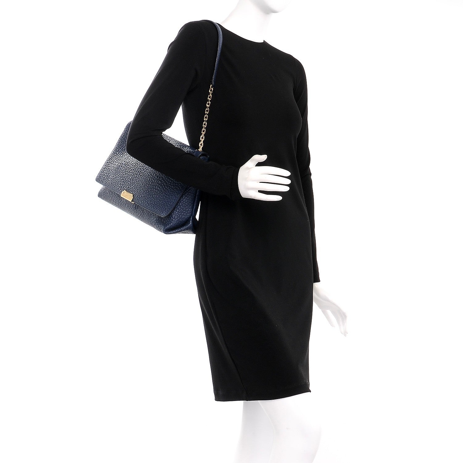 Burberry Signature Grain Large Mildenhall Shoulder Bag Blue 2 of 8