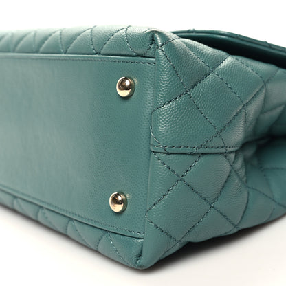 Chanel Caviar Quilted Small Coco Handle Flap Green 10 of 11
