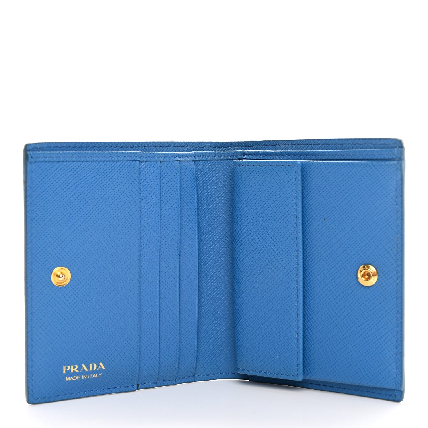 Prada Saffiano Shine Monochrome Bi-Fold Wallet Bleuette 5 of 12