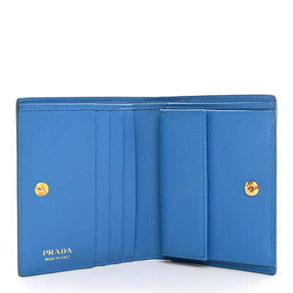 Prada Saffiano Shine Monochrome Bi-Fold Wallet Bleuette 5 of 12