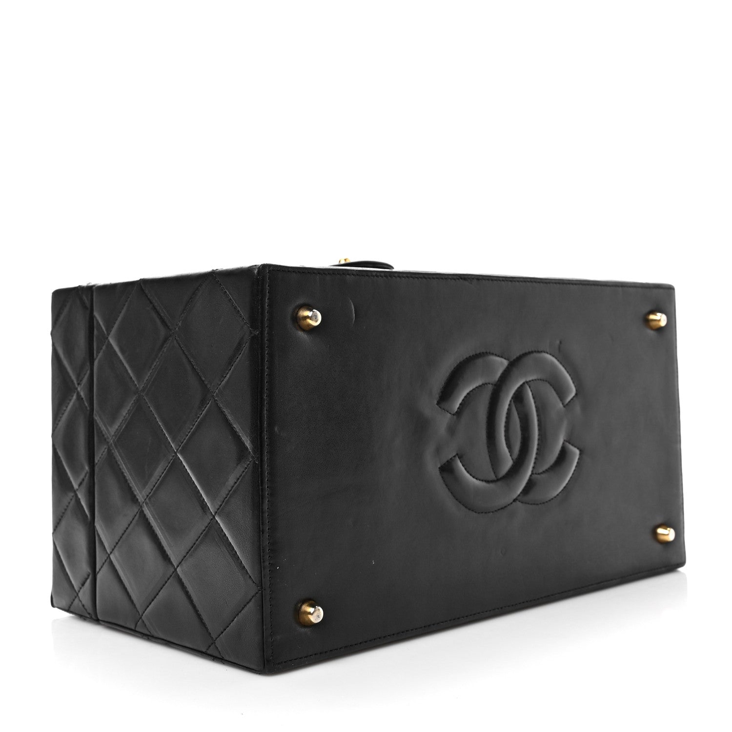 Chanel Lambskin CC Quilted Chain Top Handle Vanity Black 4 of 9