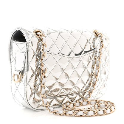 Chanel Mirror Calfskin Metallic Calfskin Medium Hollywood Boulevard Flap With Star Coin Purse Silvery 4 of 11