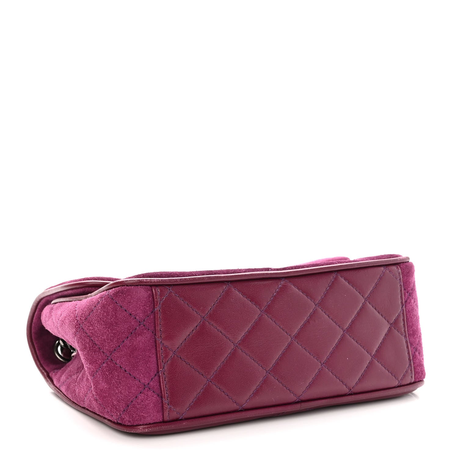 Chanel Suede Lambskin Scallop Quilted Medium Pagoda Flap Purple 4 of 12