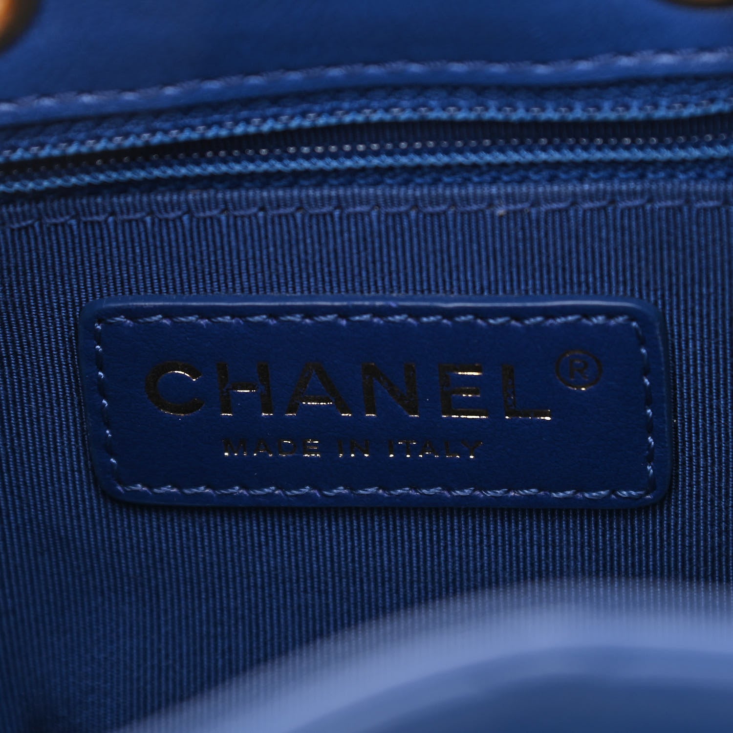 Chanel Calfskin Stitched Small Egyptian Amulet Drawstring Bag Blue 6 of 11