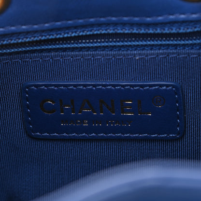 Chanel Calfskin Stitched Small Egyptian Amulet Drawstring Bag Blue 6 of 11