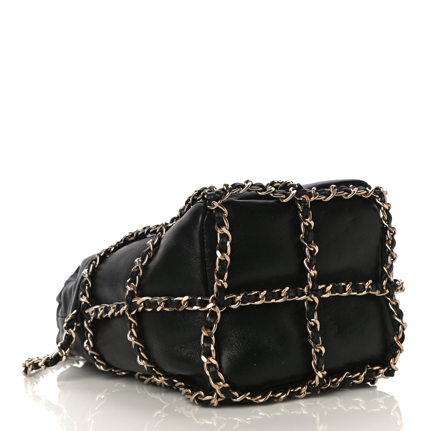 Chanel Lambskin Bucket Chain Drawstring Bag Black 4 of 10