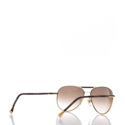 Louis Vuitton Damier Ebene Conspiration Pilote Aviator Sunglasses Z0202U Gold 4 of 8