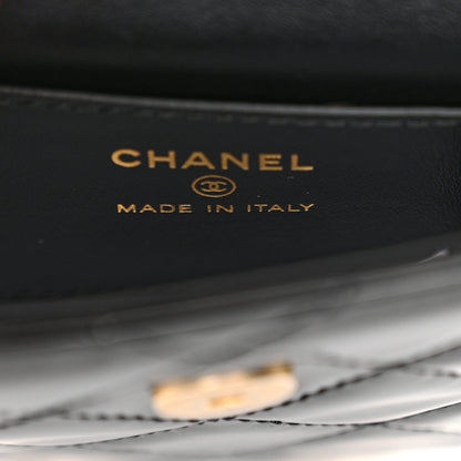 Chanel Patent Calfskin Quilted Chain Hoop Bag Black 6 of 11