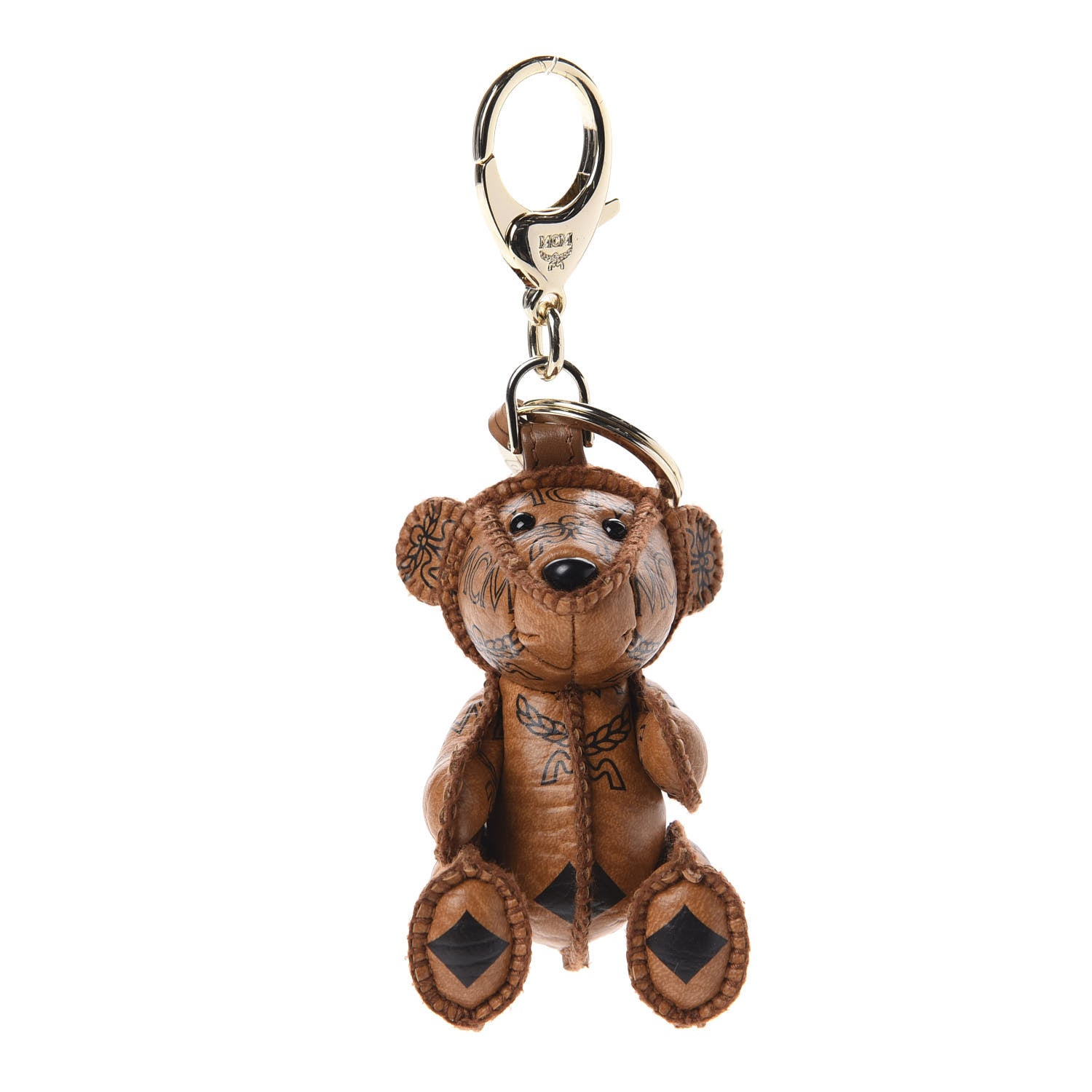 MCM Visetos Bear Key Ring Bag Charm Cognac 1 of 4