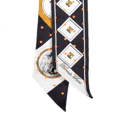 Hermes Silk Colliers Et Chiens Twilly Black Gold White 2 of 4