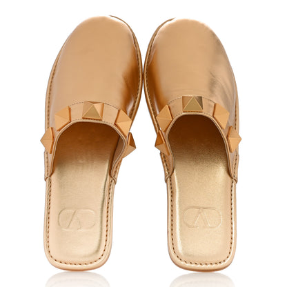 Valentino Garavani Metallic Nappa Roman Stud Slippers 36.5 Antique Brass 6 of 11