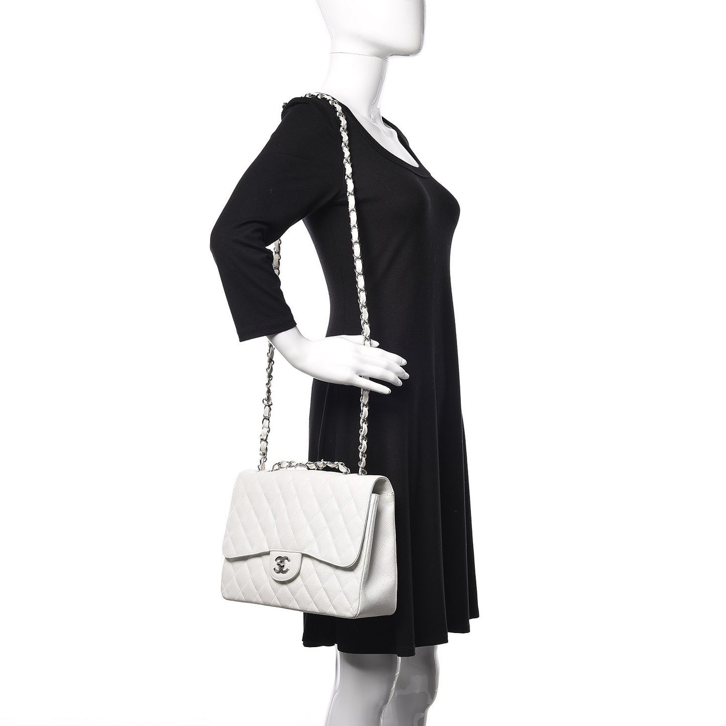 Caviar Quilted Jumbo Single Flap White