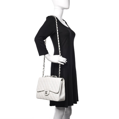 Chanel Caviar Quilted Jumbo Single Flap White 2 of 18