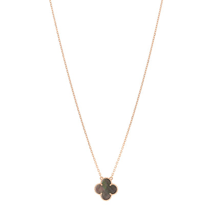 Van Cleef & Arpels 18K Rose Gold Gray Mother of Pearl Vintage Alhambra Pendant Necklace 1 of 5