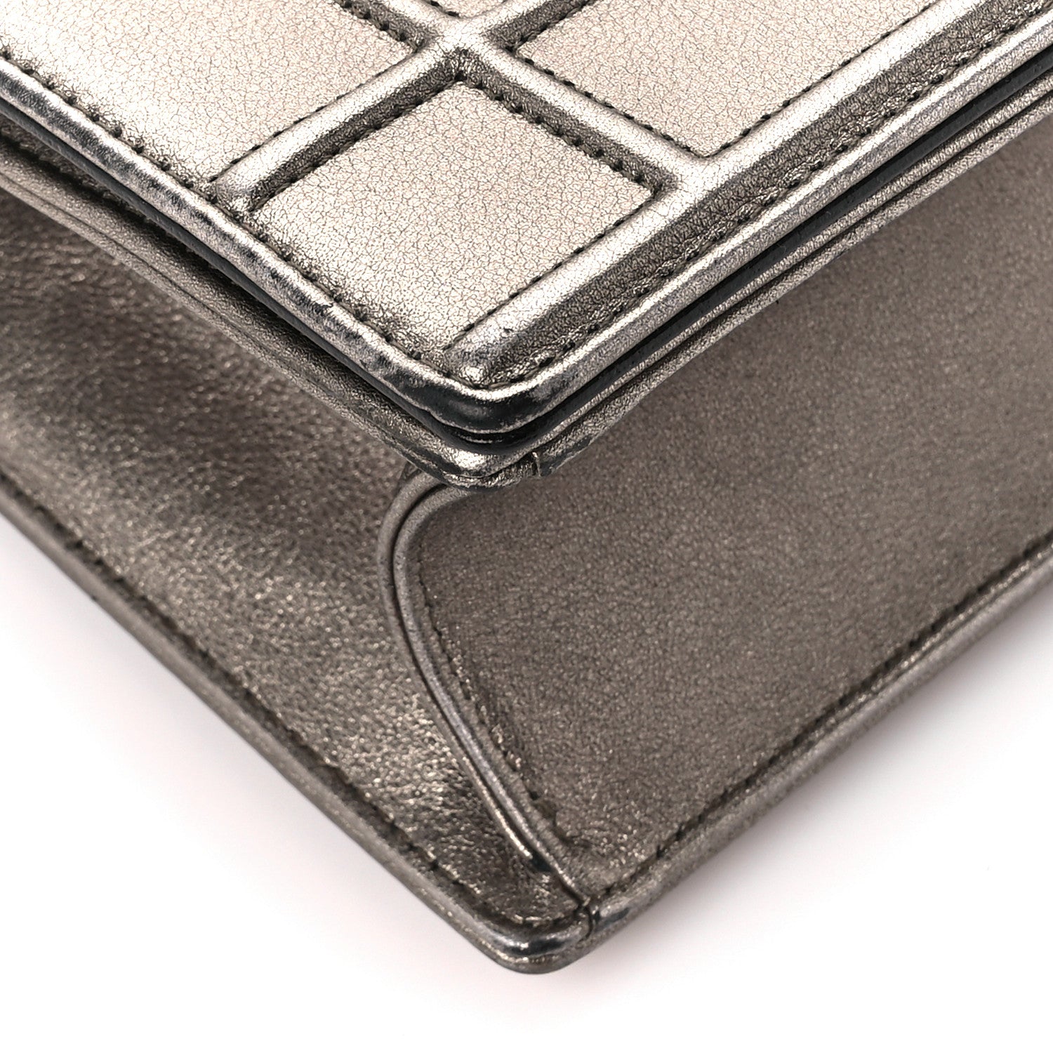 Christian Dior Metallic Calfskin Small Diorama Flap Bag Gunmental 10 of 11