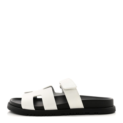 Hermes Calfskin Womens Chypre Sandals 38 White 1 of 10