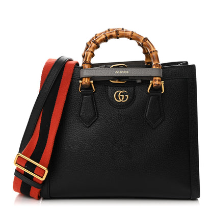 Gucci Textured Dollar Calfskin Web Small Diana Tote Bag Black Dusty Grey 1 of 22
