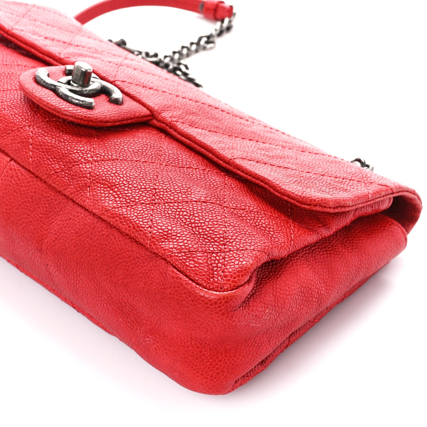 Caviar Quilted Medium Simply CC Flap Red