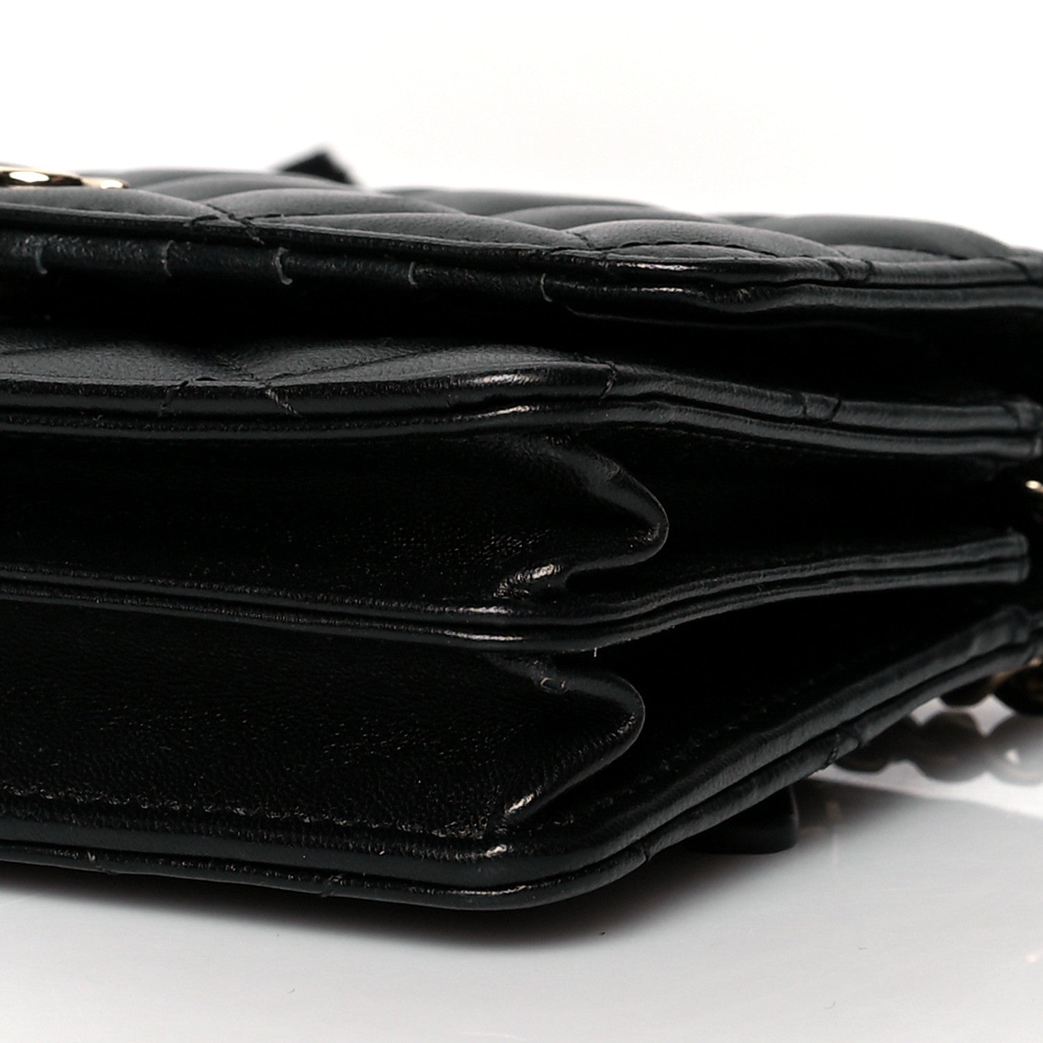 Chanel Lambskin Quilted Mini Camellia Bow Wallet On Chain WOC Black 10 of 10