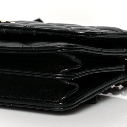 Chanel Lambskin Quilted Mini Camellia Bow Wallet On Chain WOC Black 10 of 10