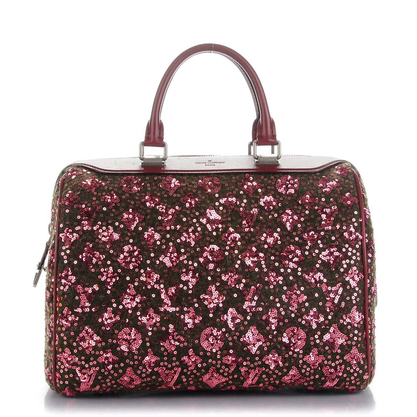 Sequin Monogram Sunshine Express Speedy Burgundy
