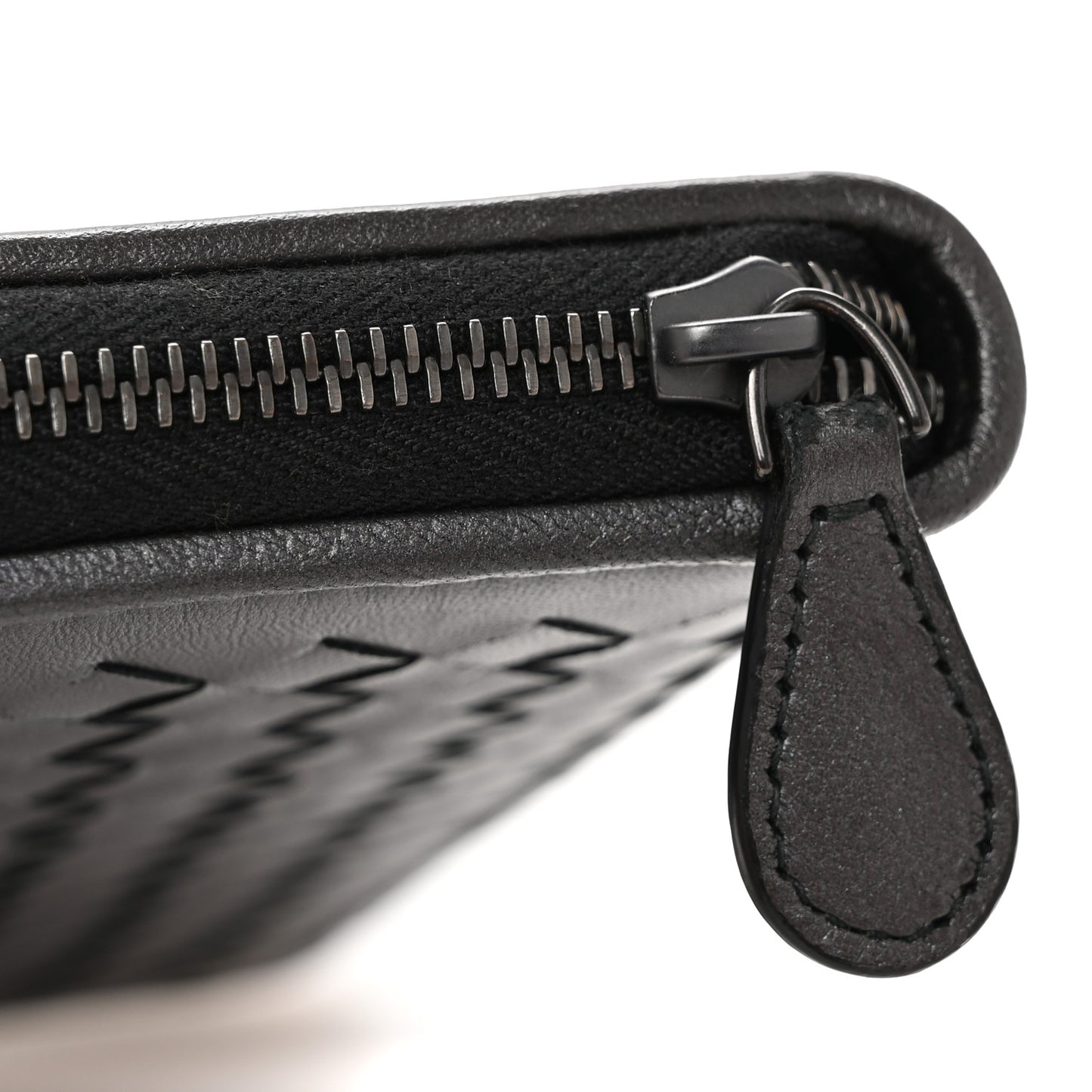 Metallic Nappa Intrecciato Zip Around Wallet Grey