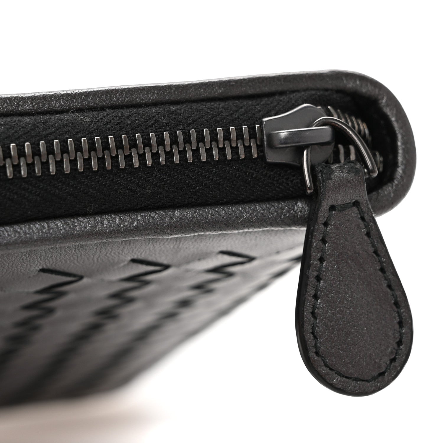 Bottega Veneta Metallic Nappa Intrecciato Zip Around Wallet Grey 8 of 9