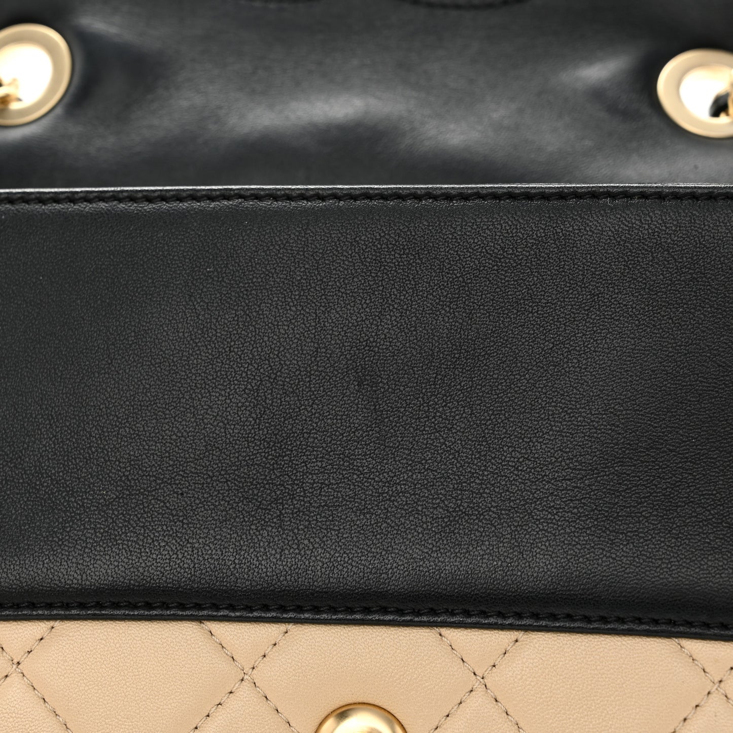 Calfskin Quilted Medium Graphic Flap Beige Black