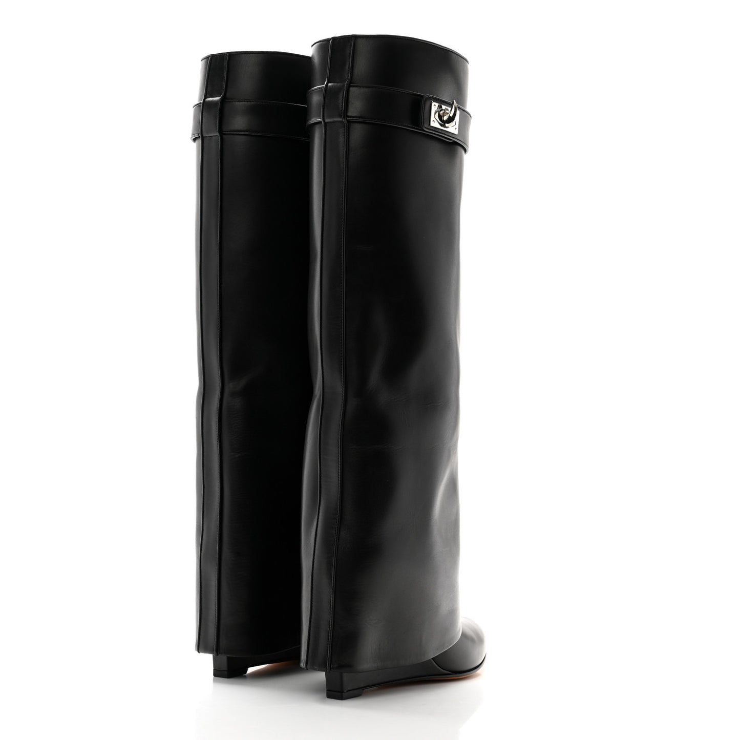 Calfskin Shark Lock Pant Boots 37.5 Black